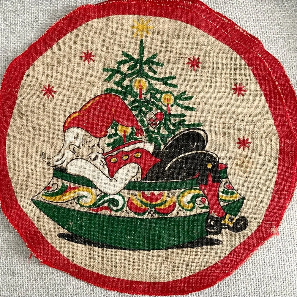 SET of 3 Vintage Nordic Burlap Holiday Placemats
